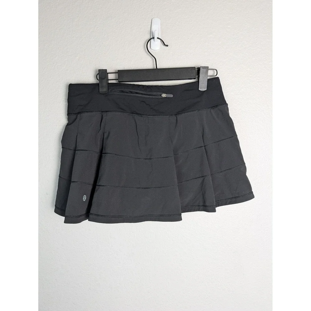 Lululemon Skort Womens 6 Black Athletic Short Pull‎ On Pockets Polyester Spandex